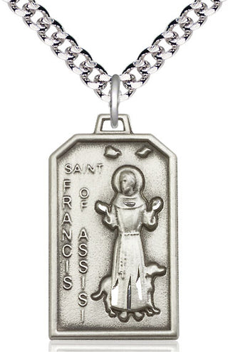 Sterling Silver Saint Francis Medal Catholic Jewelry Engraved Catholic Saint Jewelry