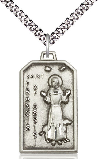 Sterling Silver Saint Francis Medal Catholic Jewelry Engraved Catholic Saint Jewelry