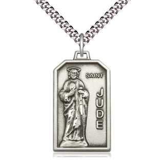 Sterling Silver Saint Jude Medal Catholic Jewelry Engraved Catholic Saint Jewelry