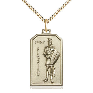 14kt Gold Filled Saint Florian Medal Catholic Jewelry Engraved Catholic Saint Jewelry