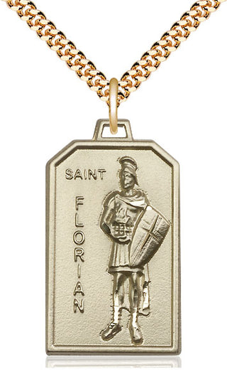 14kt Gold Filled Saint Florian Medal Catholic Jewelry Engraved Catholic Saint Jewelry