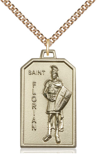 14kt Gold Filled Saint Florian Medal Catholic Jewelry Engraved Catholic Saint Jewelry