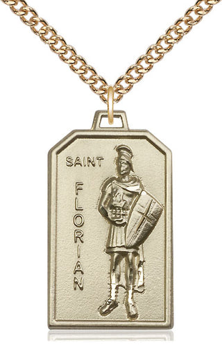 14kt Gold Filled Saint Florian Medal Catholic Jewelry Engraved Catholic Saint Jewelry