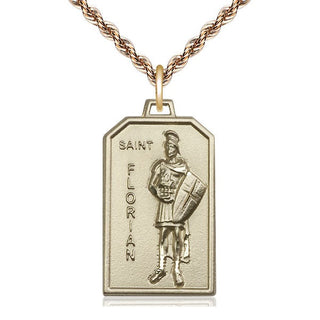14kt Gold Saint Florian Medal Engraved Catholic Saint Jewelry
