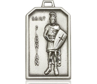Sterling Silver Saint Florian Medal Catholic Jewelry Engraved Catholic Saint Jewelry