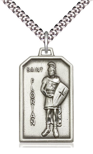 Sterling Silver Saint Florian Medal Catholic Jewelry Engraved Catholic Saint Jewelry