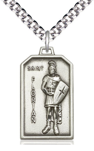 Sterling Silver Saint Florian Medal Catholic Jewelry Engraved Catholic Saint Jewelry