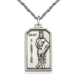 Sterling Silver Saint Florian Medal Catholic Jewelry Engraved Catholic Saint Jewelry