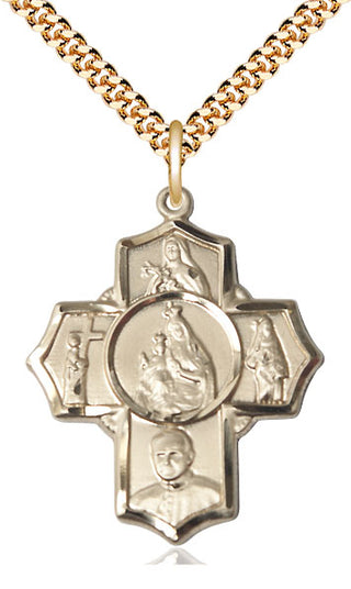 14kt Gold Filled Carmelite 5-Way Medal Catholic Jewelry