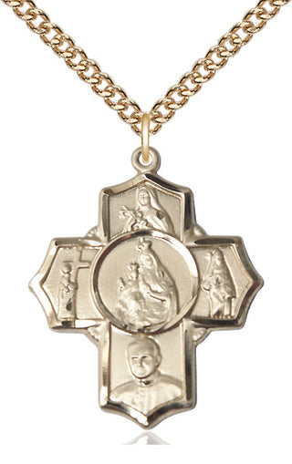 14kt Gold Filled Carmelite 5-Way Medal Catholic Jewelry