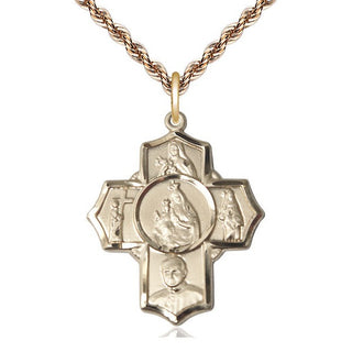 14kt Gold Filled Carmelite 5-Way Medal Catholic Jewelry