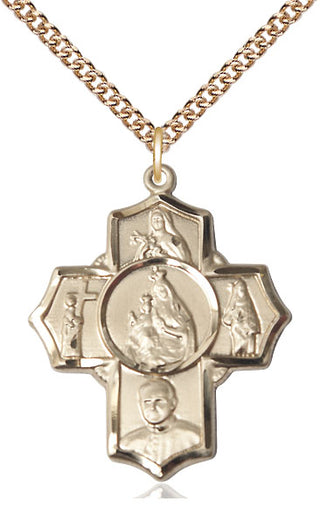 14kt Gold Carmelite 5-Way Medal