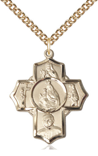 14kt Gold Carmelite 5-Way Medal