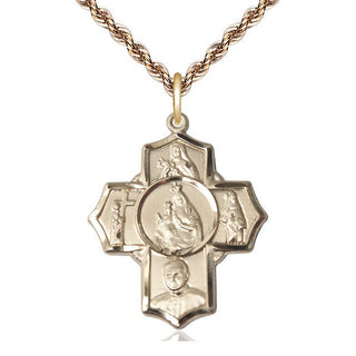 14kt Gold Carmelite 5-Way Medal