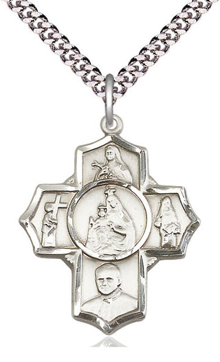 Sterling Silver Carmelite 5-Way Medal Catholic Jewelry