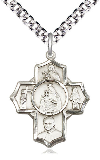 Sterling Silver Carmelite 5-Way Medal Catholic Jewelry