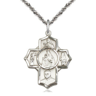 Sterling Silver Carmelite 5-Way Medal Catholic Jewelry