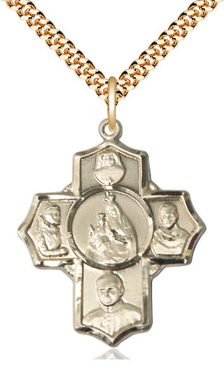 14kt Gold Filled Polish 5-Way Medal Catholic Jewelry