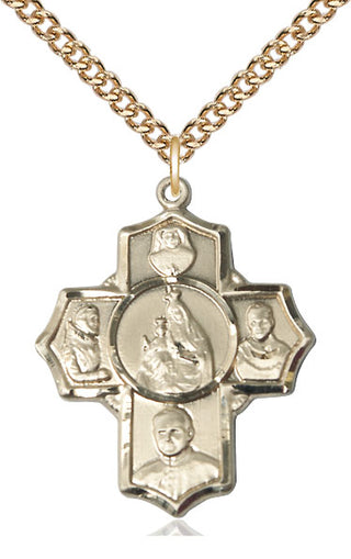 14kt Gold Filled Polish 5-Way Medal Catholic Jewelry