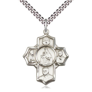 Sterling Silver Polish 5-Way Medal Catholic Jewelry