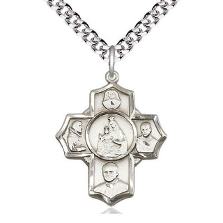 Sterling Silver Polish 5-Way Medal Catholic Jewelry