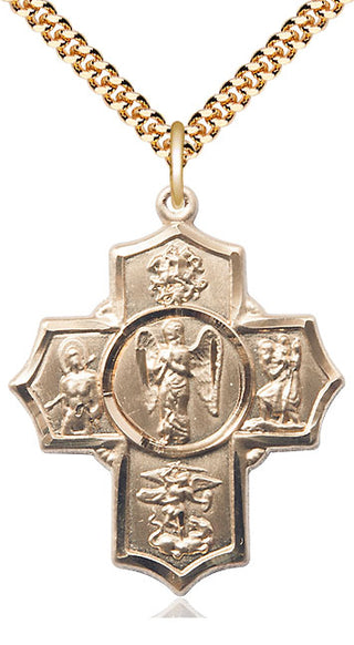14kt Gold Filled Warrior 5-Way Medal Catholic Jewelry