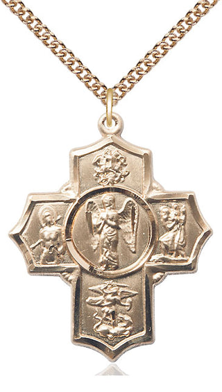 14kt Gold Filled Warrior 5-Way Medal Catholic Jewelry