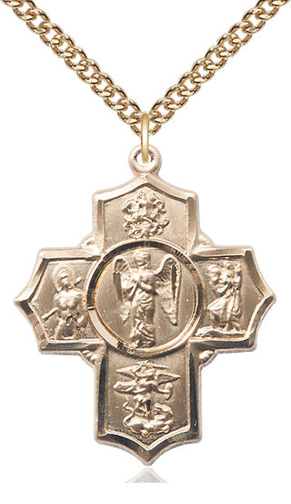 14kt Gold Filled Warrior 5-Way Medal Catholic Jewelry