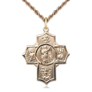 14kt Gold Filled Warrior 5-Way Medal Catholic Jewelry