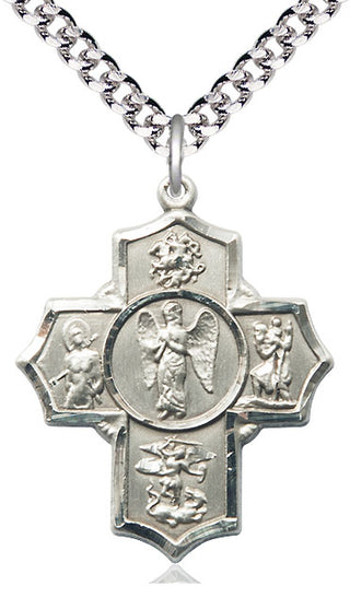 Sterling Silver Warrior 5-Way Medal Catholic Jewelry
