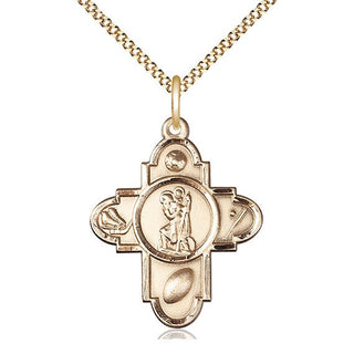 14kt Gold Filled Saint Christopher 5-Way Medal Catholic Jewelry