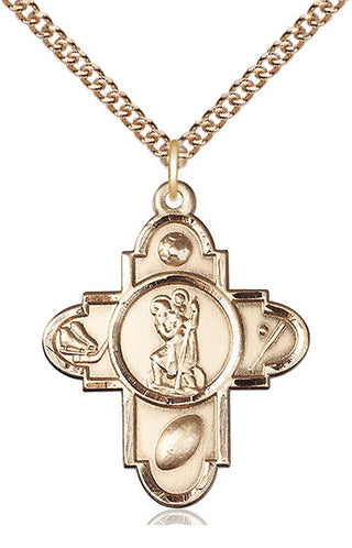 14kt Gold Filled Saint Christopher 5-Way Medal Catholic Jewelry