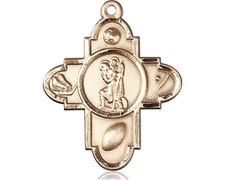14kt Gold Saint Christopher 5-Way Medal