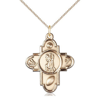 14kt Gold Saint Christopher 5-Way Medal