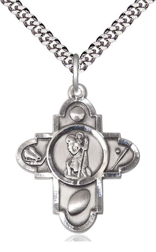 Sterling Silver Saint Christopher 5-Way Medal Catholic Jewelry