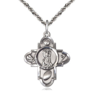 Sterling Silver Saint Christopher 5-Way Medal Catholic Jewelry