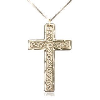 14kt Gold Filled Knurled Cross Medal Catholic Jewelry