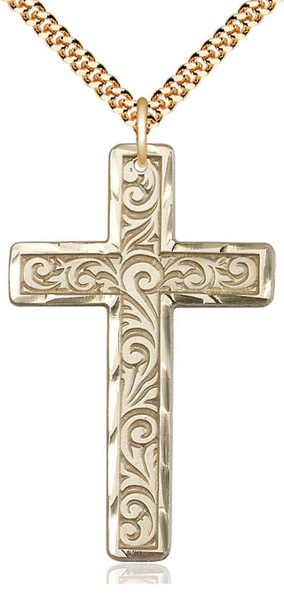 14kt Gold Filled Knurled Cross Medal Catholic Jewelry