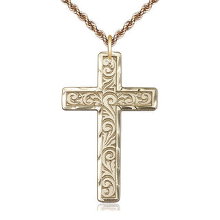 14kt Gold Filled Knurled Cross Medal Catholic Jewelry