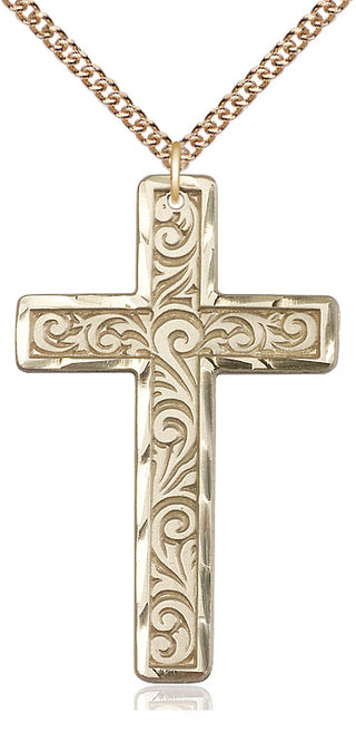 14kt Gold Knurled Cross Medal