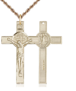 14kt Gold Filled Saint Benedict Crucifix Medal Catholic Jewelry
