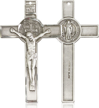 Sterling Silver Saint Benedict Crucifix Medal Catholic Jewelry