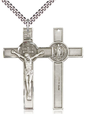 Sterling Silver Saint Benedict Crucifix Medal Catholic Jewelry