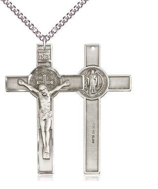 Sterling Silver Saint Benedict Crucifix Medal Catholic Jewelry