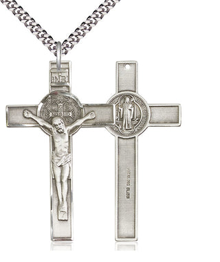 Sterling Silver Saint Benedict Crucifix Medal Catholic Jewelry