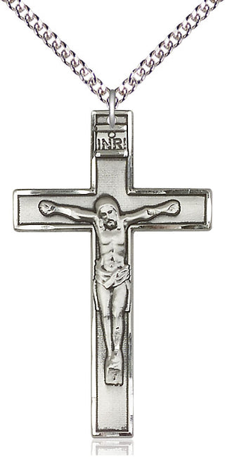 Sterling Silver Crucifix Medal Catholic Jewelry