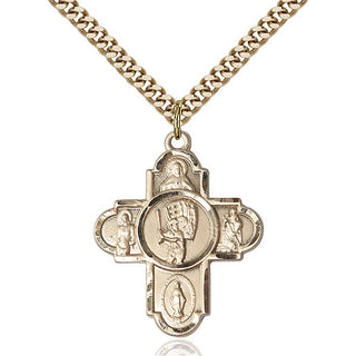 14kt Gold Filled 5-Way Baseball Medal Catholic Jewelry