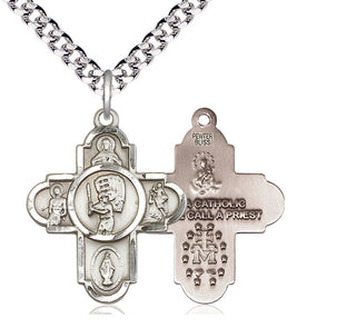 Pewter 5-Way Baseball Medal Catholic Jewelry