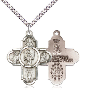 Sterling Silver 5-Way Baseball Medal Catholic Jewelry