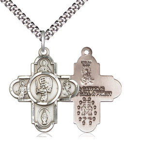 Sterling Silver 5-Way Baseball Medal Catholic Jewelry